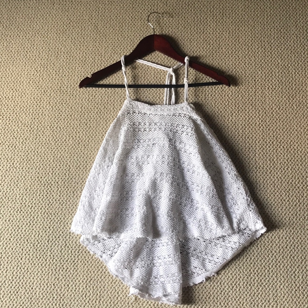 Free people FB beach white crotchet top